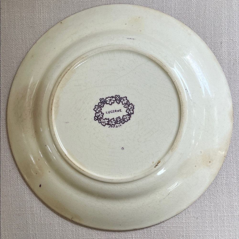 Lucerne Antique Transferware Plate Purple and White - Picture 2 of 2